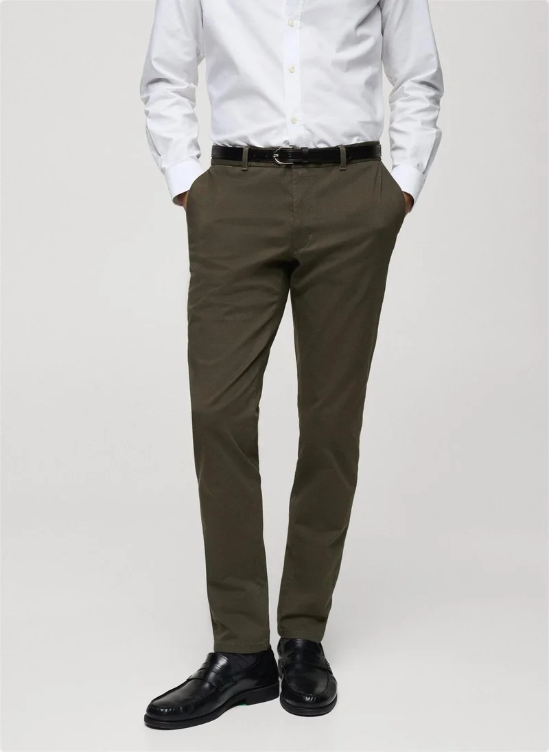 Mango Man barna cropped tapered chino trousers